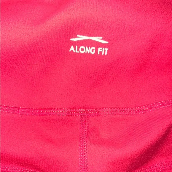 Vibrant Coral High-Waist Capri Leggings with Side Pockets Yoga Tights - Picture 4 of 7